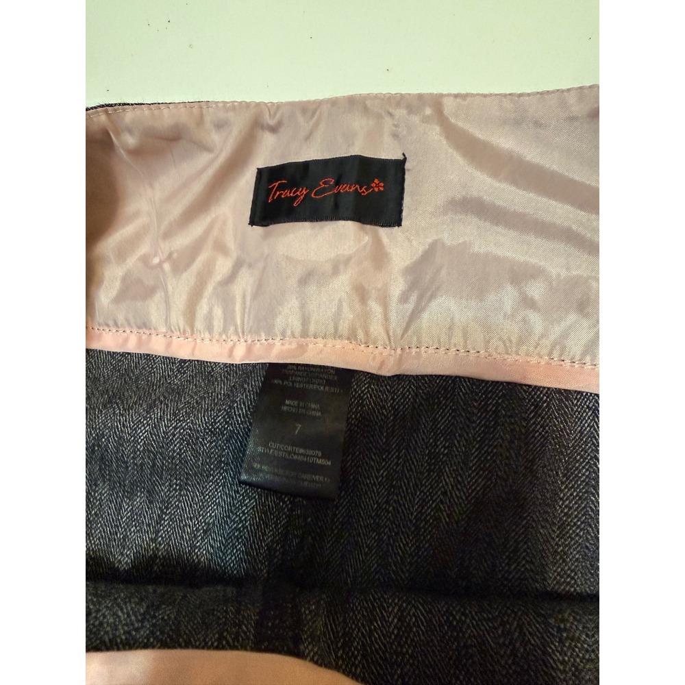 Tracy Evans Gray Herringbone Wide Leg Cuffed Dress Pants Size 7 - Picture 3 of 7